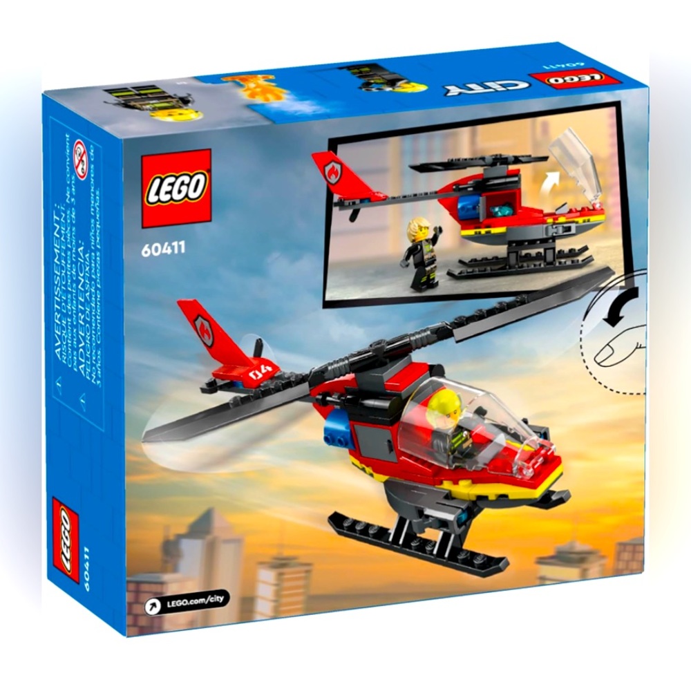 LEGO City Fire Rescue Helicopter Toy, Building Set with Firefighter Minifigure